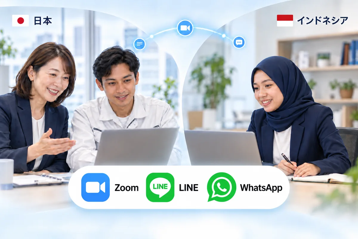 日本とインドネシアをオンラインでつなぐ連携のイメージ