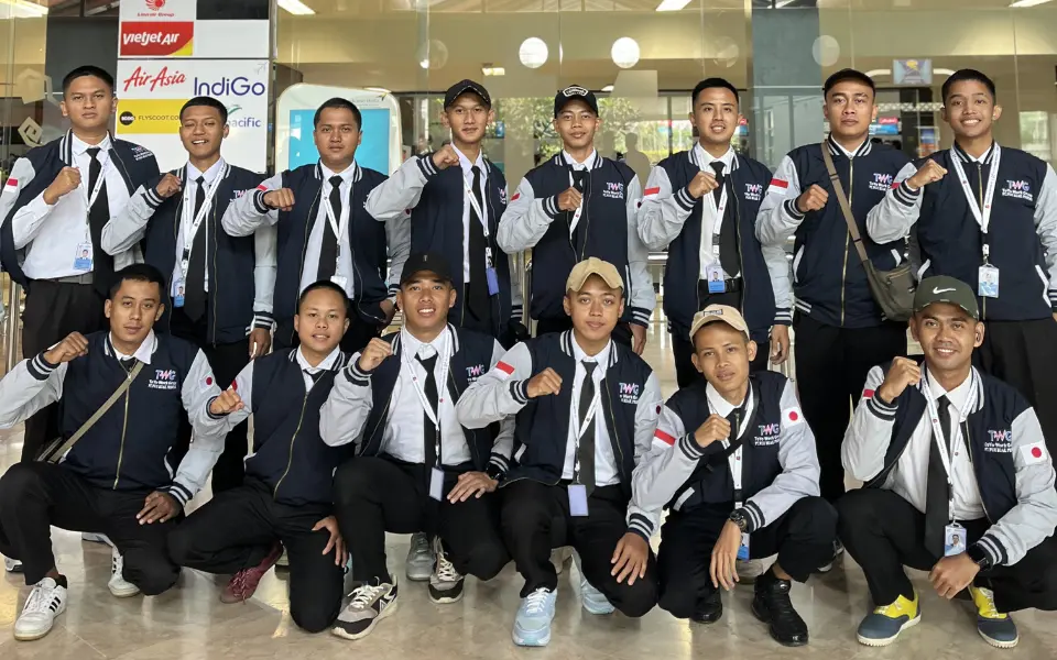 空港に集合したインドネシア人材